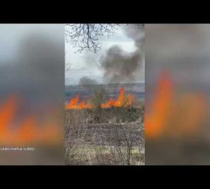 Jēkabpilī izceļas plašs kūlas ugunsgrēks