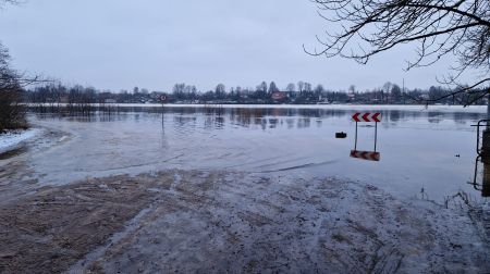 Plūdi Jēkabpilī. 13.01.2023.