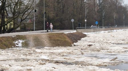 Plūdi Jēkabpilī. 13.01.2023.