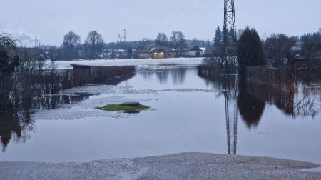 Plūdi Jēkabpilī. 13.01.2023.