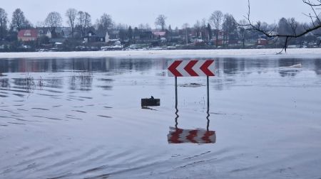 Plūdi Jēkabpilī. 13.01.2023.