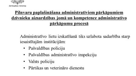 Izmaiņas mājdzīvnieku turēšanā, pavairošanā, atsavināšanā - Zemkopības ministrijas prezentācija