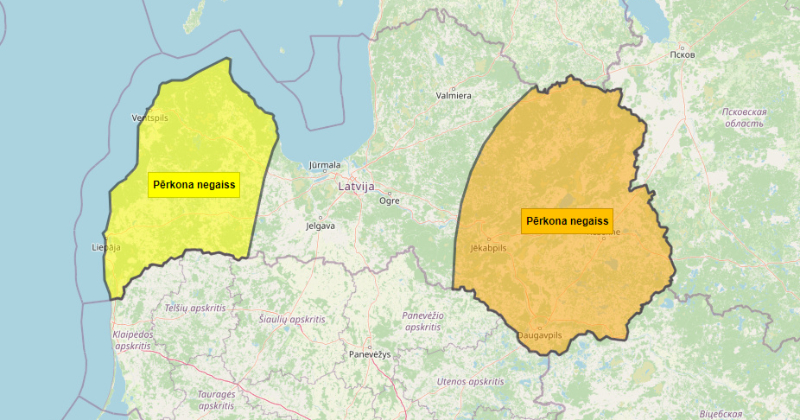 Izsludināts oranžais brīdinājums