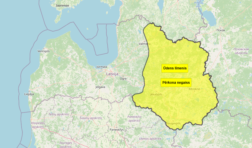 Sinoptiķi brīdina par ļoti stipriem nokrišņiem valsts austrumos