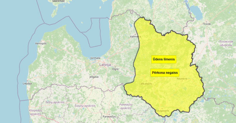 Sinoptiķi brīdina par ļoti stipriem nokri&scaron;ņiem valsts austrumos