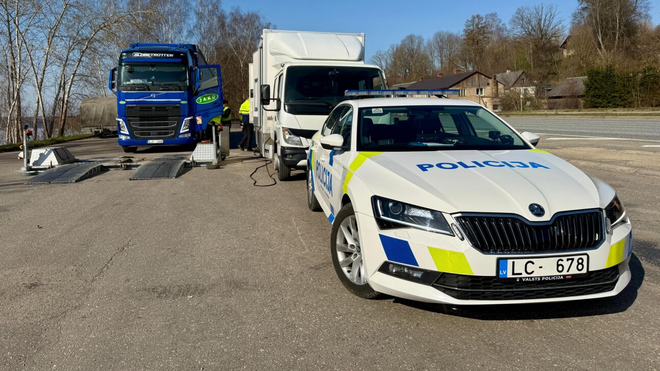 Aizkraukles pusē policija un CSDD reidā pārbauda kravas auto tehnisko stāvokli